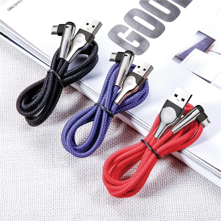BASEUS MVP Elbow 2.4A 1m Reversible Micro USB Data Sync Charge Cable with Indicator - Black
