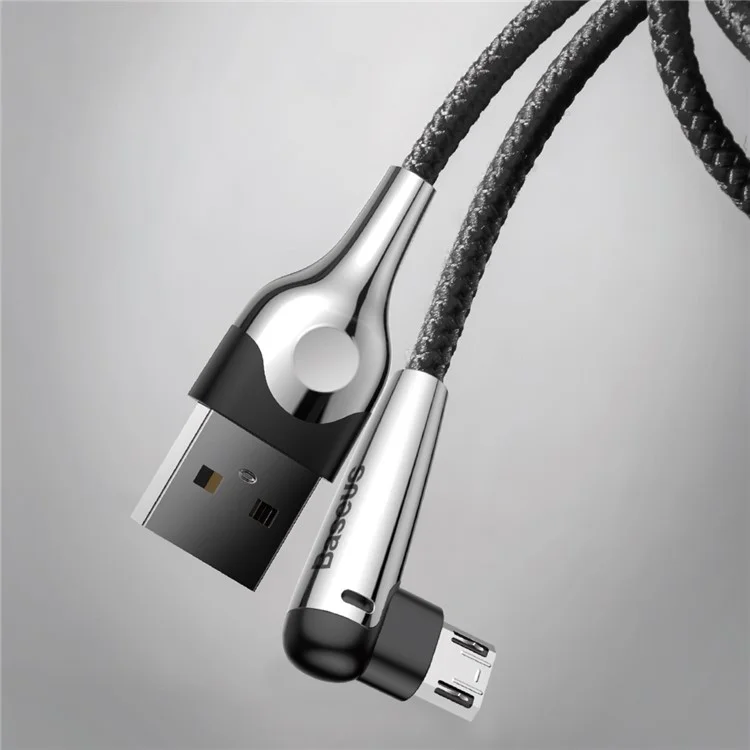 BASEUS MVP Elbow 2M 1.5A Reversible Micro USB Data Sync Charge Cable for Samsung Sony Huawei etc. - Black