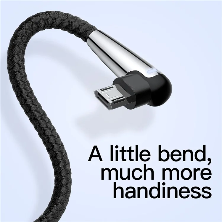 BASEUS MVP Elbow 2M 1.5A Reversible Micro USB Data Sync Charge Cable for Samsung Sony Huawei etc. - Black