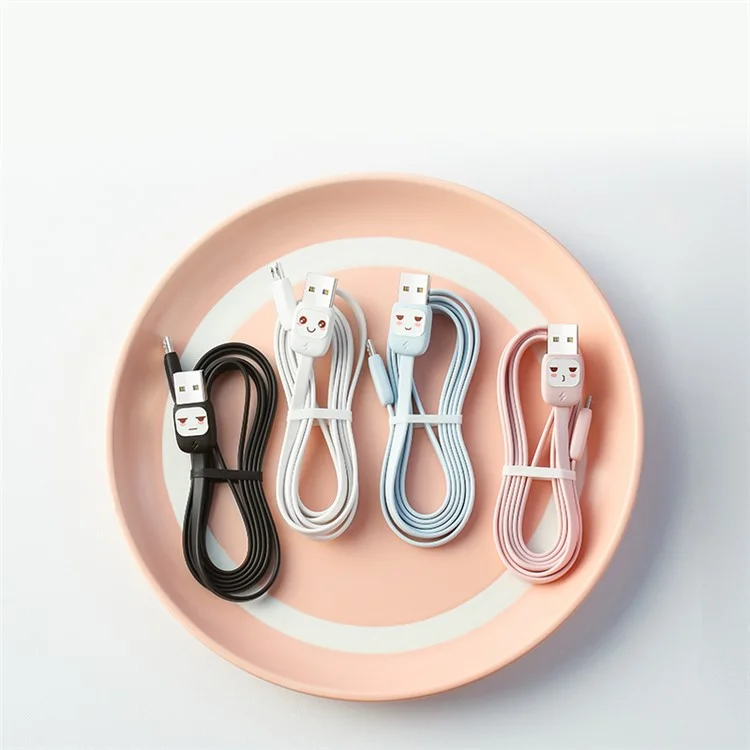 USAMS US-SJ233 1.2m 2A Candy Color Cartoon Micro USB Charging Data Sync Cable - Black