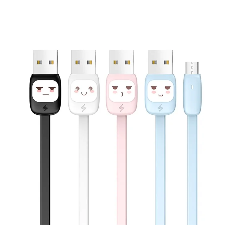 USAMS US-SJ233 1.2m 2A Candy Color Cartoon Micro USB Charging Data Sync Cable - Black