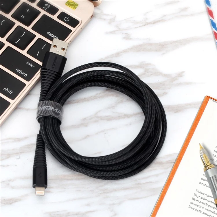 MOMAX Tough Link Apple MFI Certified 2.4A Lightning 8Pin Data Sync Charge Woven Cable 2m