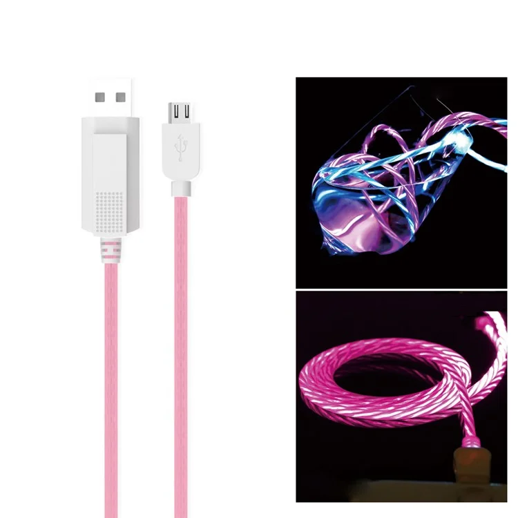 KUCIPA Luminous 1m Micro USB Charging Sync Cable for Samsung HTC LG etc - Pink