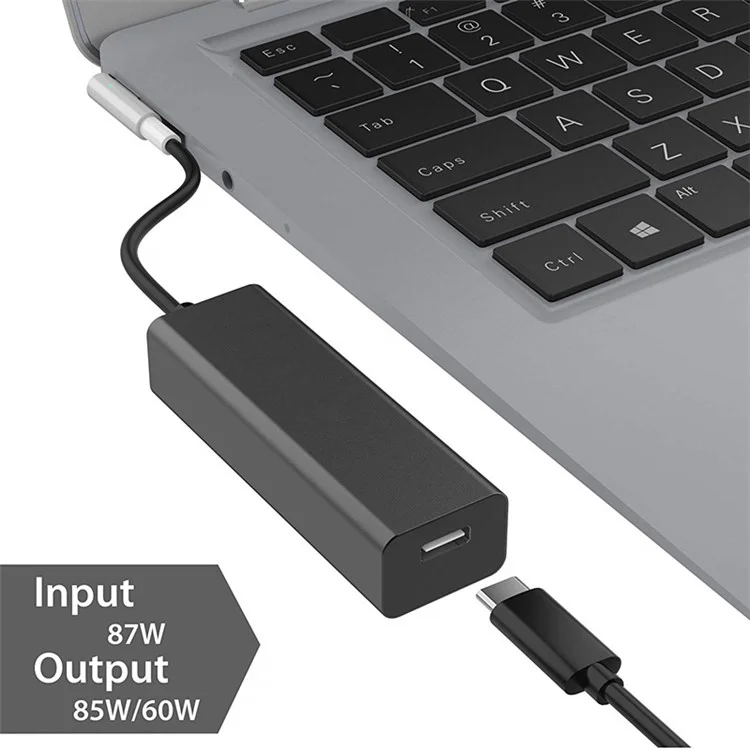 Câble de conversion type-C vers 85W / 60W compatible avec le chargeur MagSafe 1 à embout en L - Noir