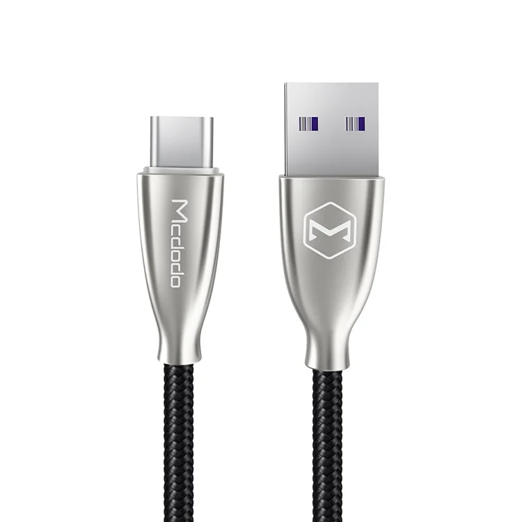 Mcdodo CA-542 1m Nylon Trenzado Tipo-c 5A Cable de Sincronización de Datos de Carga Rápida Para Huawei Xiaomi - Negro