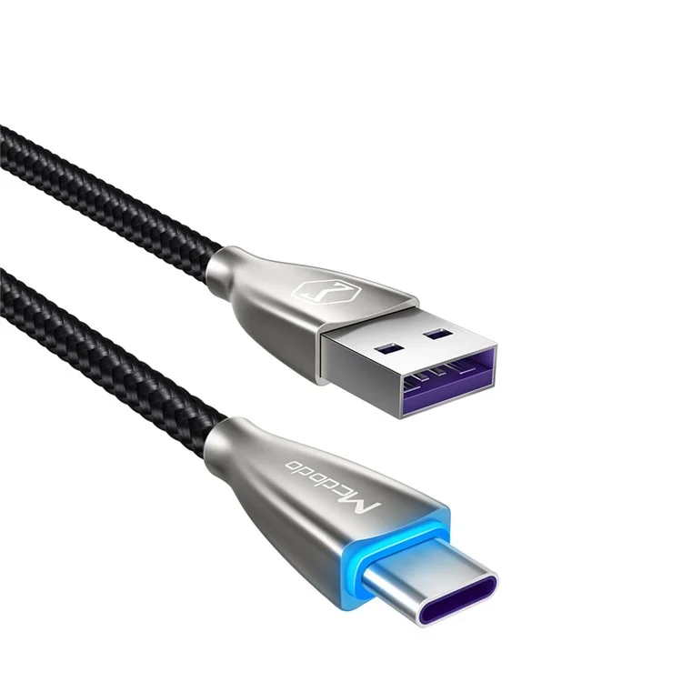 Mcdodo CA-542 1m Nylon Trenzado Tipo-c 5A Cable de Sincronización de Datos de Carga Rápida Para Huawei Xiaomi - Negro