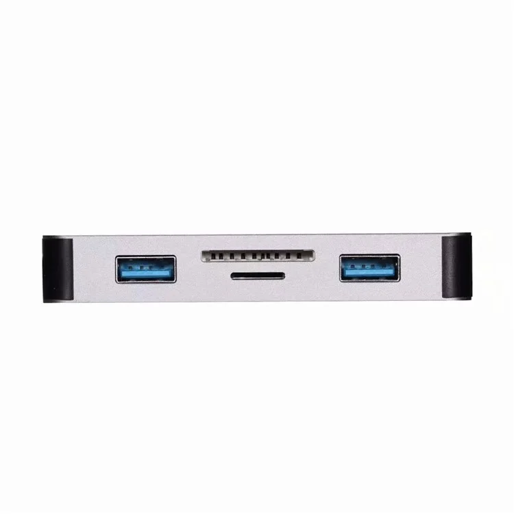 CY UC-089 6-in-1 USB-C Type-C to RJ45 + USB3.0*2 Ports Hub + TF/SD Card Reader + Type-C Charger Multiport Adapter - White