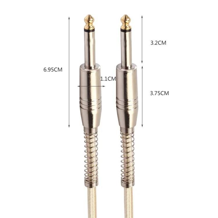 1m Audio Cable 6.35mm Jacket Male to Male Aux Cable for Guitar Mixer Amplifier