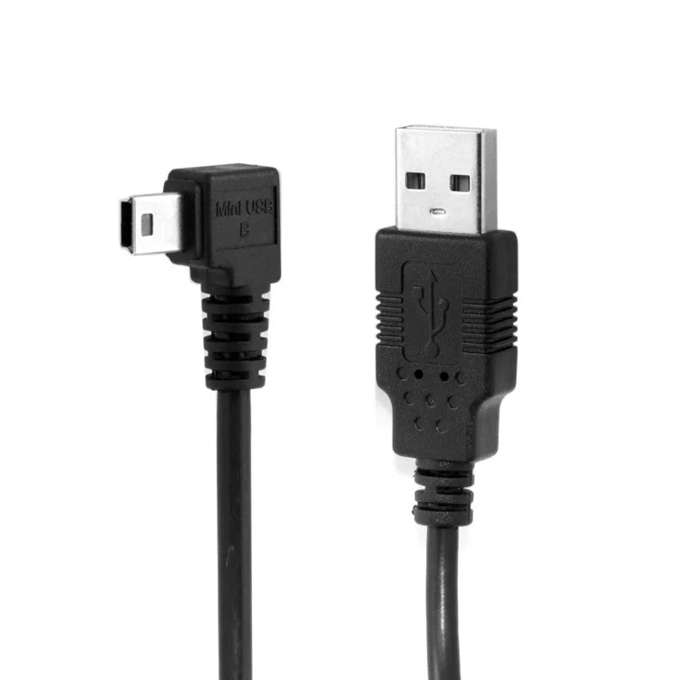 CY U2-057-LE Mini USB B Tipo 5pin Hombro Mal Mas Mas Mas Mastrado 90 Grados a USB 2.0 Cable de Datos Masculino (5m)