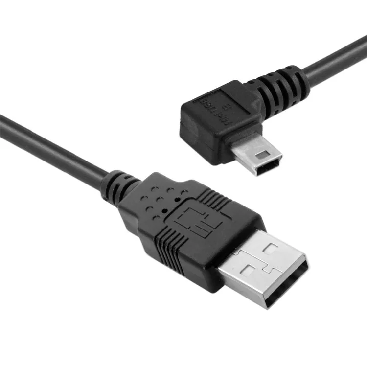 CY U2-057-LE Mini USB B Tipo 5pin Hombro Mal Mas Mas Mas Mastrado 90 Grados a USB 2.0 Cable de Datos Masculino (5m)