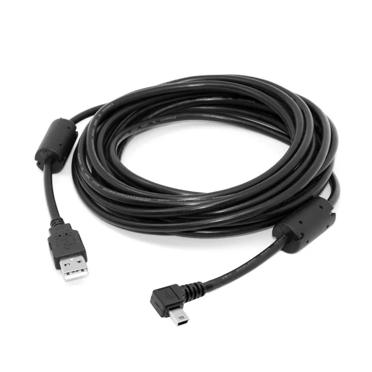 CY U2-057-LE Mini USB B Tipo 5pin Hombro Mal Mas Mas Mas Mastrado 90 Grados a USB 2.0 Cable de Datos Masculino (5m)