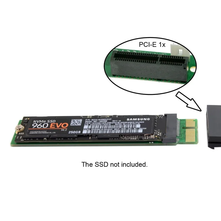 NGFF M-key NVME AHCI SSD to PCI-E 3.0 1x x1 Vertical Adapter for XP941 SM951 PM951 960 EVO SSD