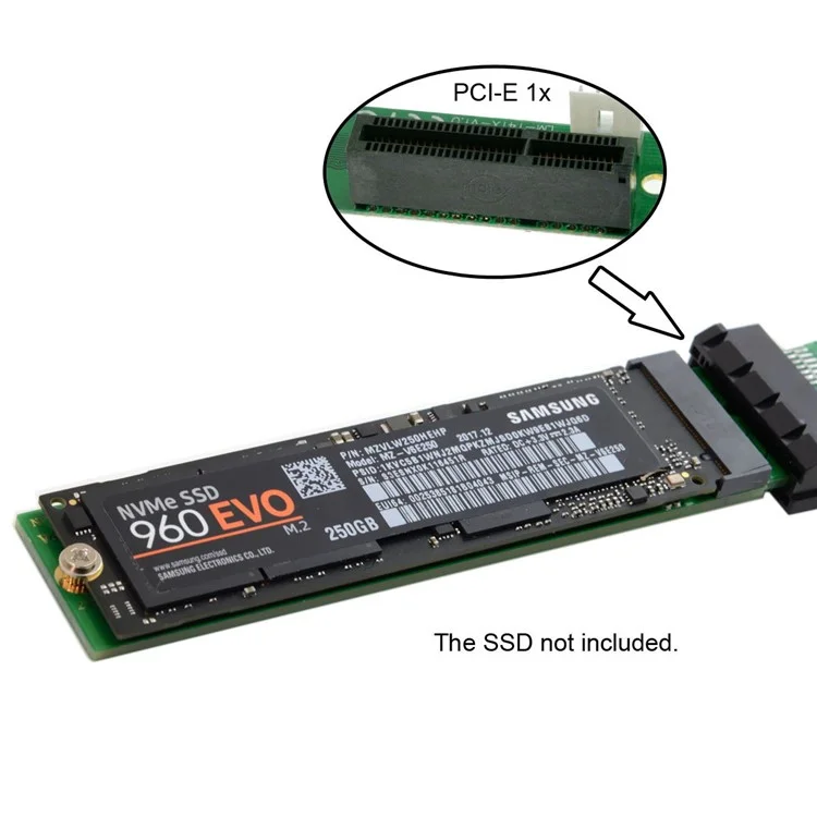 NGFF M-key NVME AHCI SSD to PCI-E 3.0 1x x1 Vertical Adapter for XP941 SM951 PM951 960 EVO SSD