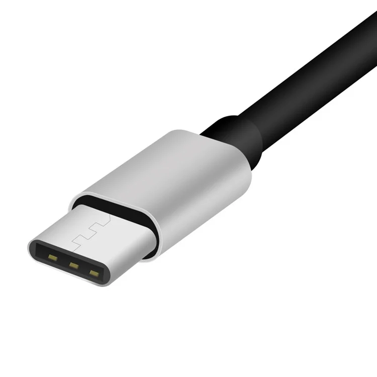 Hat Príncipe Hc-13 USB Tipo c Para 3,5 mm Audio + Tipo c Adaptador de Cabo de Carregamento Feminino - Prata