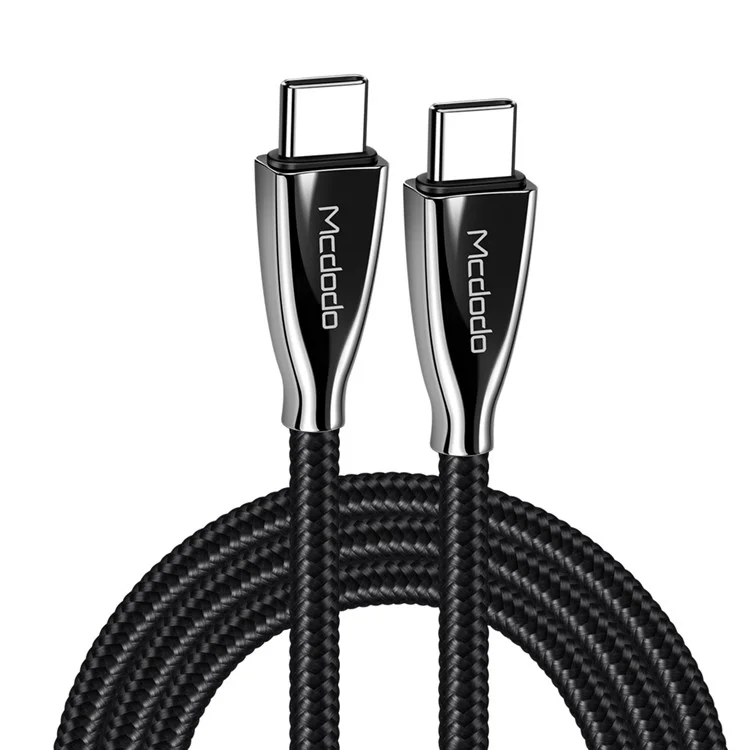 Câble de charge rapide MCDODO en nylon tressé de 2 m de type C vers type C pour iPhone 15 Série, Samsung, Huawei, HTC - Noir
