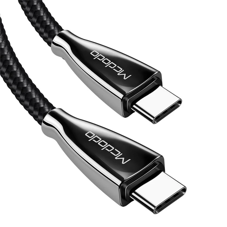 Câble de charge rapide MCDODO en nylon tressé de 2 m de type C vers type C pour iPhone 15 Série, Samsung, Huawei, HTC - Noir