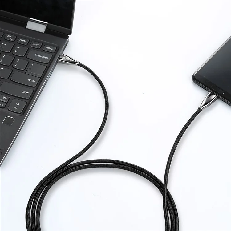 Câble de charge rapide MCDODO en nylon tressé de 2 m de type C vers type C pour iPhone 15 Série, Samsung, Huawei, HTC - Noir