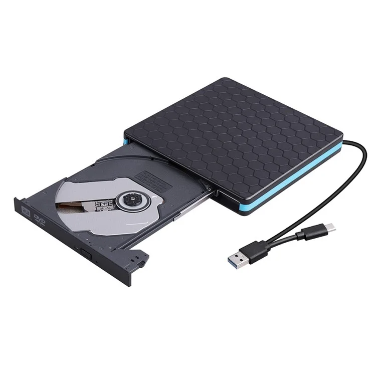 External CD DVD Drive Burner Player to USB 3.0 Type-C Portable Slim DVD/CD Rom RW Rewriter/Writer/Reader