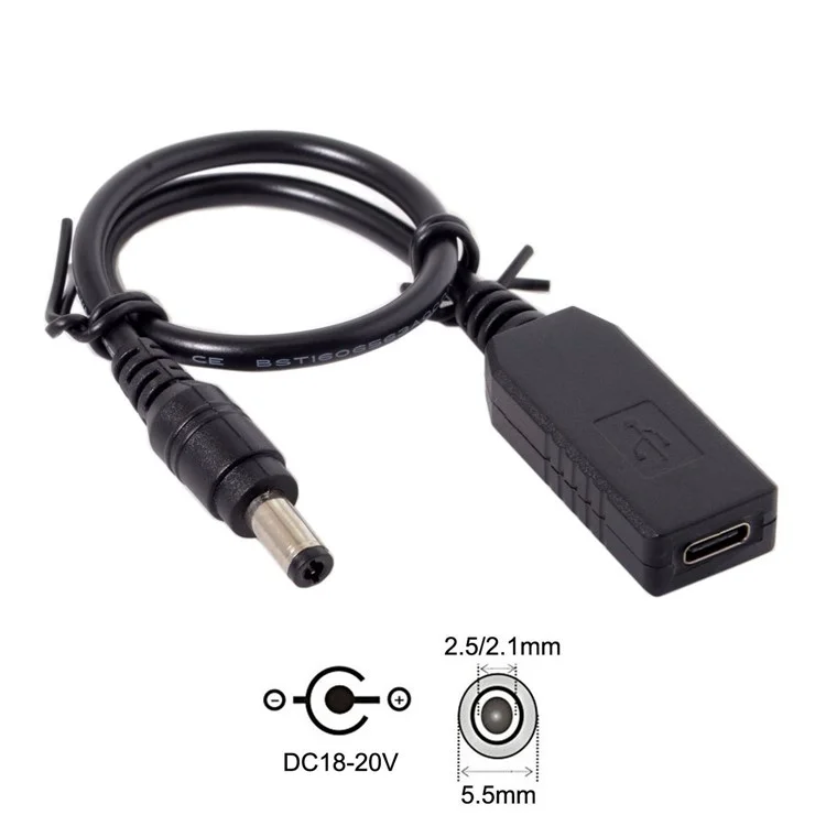 Cable adaptador USB 3.1 Tipo C USB-C a DC 20V 5.5 2.5mm y 2.1mm enchufe de alimentación Emulador PD Desencadenante para ordenador portátil
