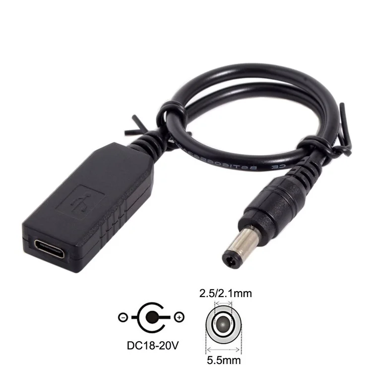 Cable adaptador USB 3.1 Tipo C USB-C a DC 20V 5.5 2.5mm y 2.1mm enchufe de alimentación Emulador PD Desencadenante para ordenador portátil