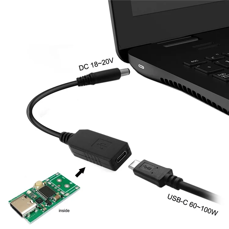 Cable adaptador USB 3.1 Tipo C USB-C a DC 20V 5.5 2.5mm y 2.1mm enchufe de alimentación Emulador PD Desencadenante para ordenador portátil