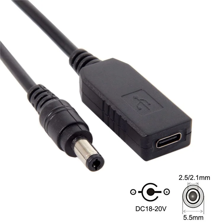 Cable adaptador USB 3.1 Tipo C USB-C a DC 20V 5.5 2.5mm y 2.1mm enchufe de alimentación Emulador PD Desencadenante para ordenador portátil