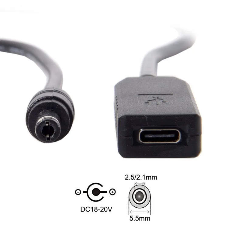 Cable adaptador USB 3.1 Tipo C USB-C a DC 20V 5.5 2.5mm y 2.1mm enchufe de alimentación Emulador PD Desencadenante para ordenador portátil