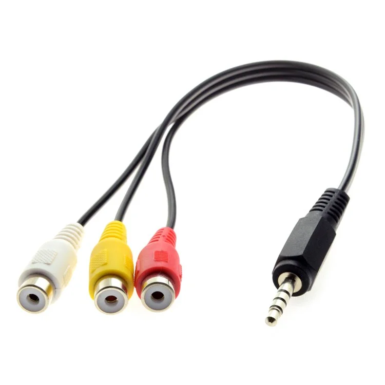 3.5mm 1/8'' Male Stereo Car AUX to 3 RCA AV Female Cord Audio Video Composite Cable