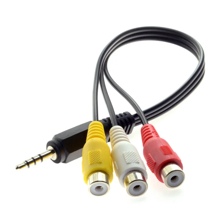 3.5mm 1/8'' Male Stereo Car AUX to 3 RCA AV Female Cord Audio Video Composite Cable