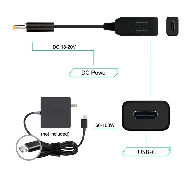 CY UC-101 USB-C Female to 4.0*1.7mm Male Power Plug PD Emulator Trigger Charge Cable