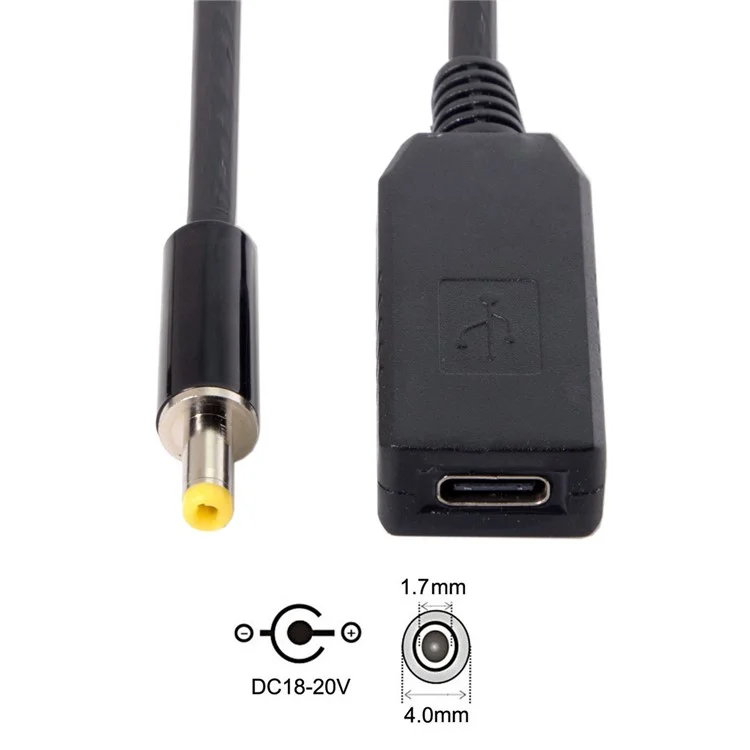 CY UC-101 USB-C Female to 4.0*1.7mm Male Power Plug PD Emulator Trigger Charge Cable