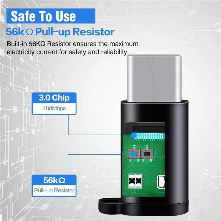 Mini Micro Convertitore di Sincronizzazione di Ricarica Maschile da Femmina USB a Tipo c Con Cinturino Anti-lost