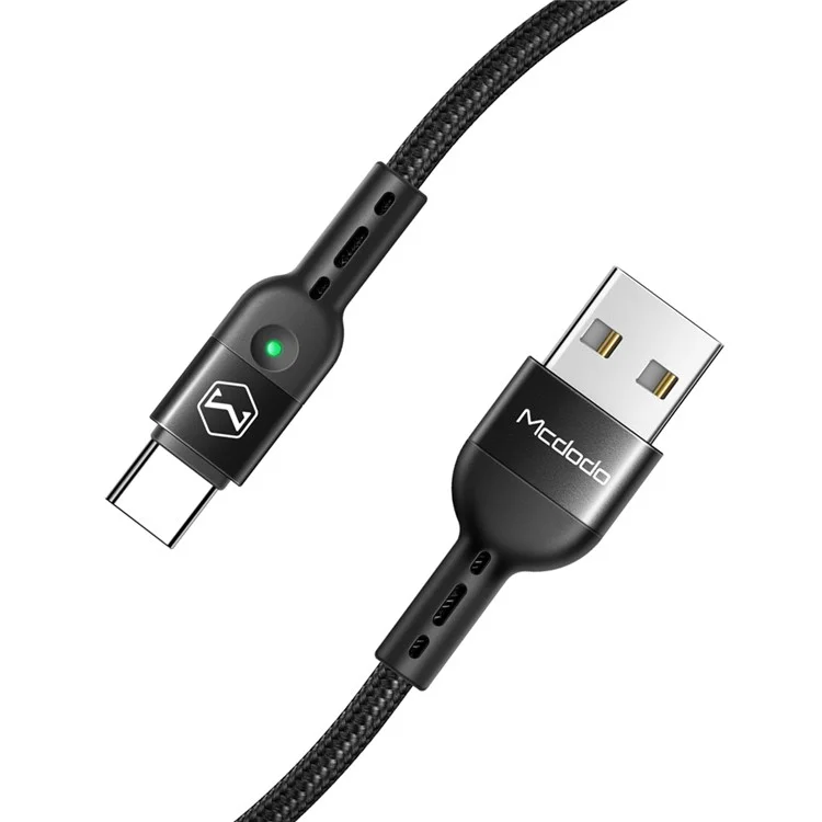 McDodo Omega Series Retractable QC 4.0 / 3.0 Tipo-C Cable De Datos Con Luz LED 1.8m - Negro