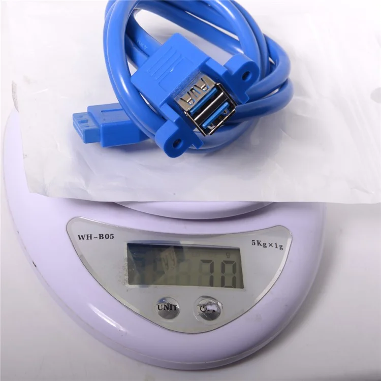 Stackable USB 3.0 Female Panel Type to Motherboard 20Pin Header Cable Dual Ports 50cm