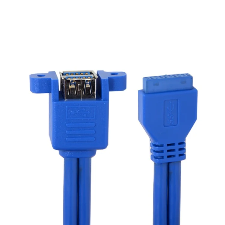 Stackable USB 3.0 Female Panel Type to Motherboard 20Pin Header Cable Dual Ports 50cm
