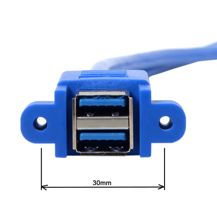 Stackable USB 3.0 Female Panel Type to Motherboard 20Pin Header Cable Dual Ports 50cm