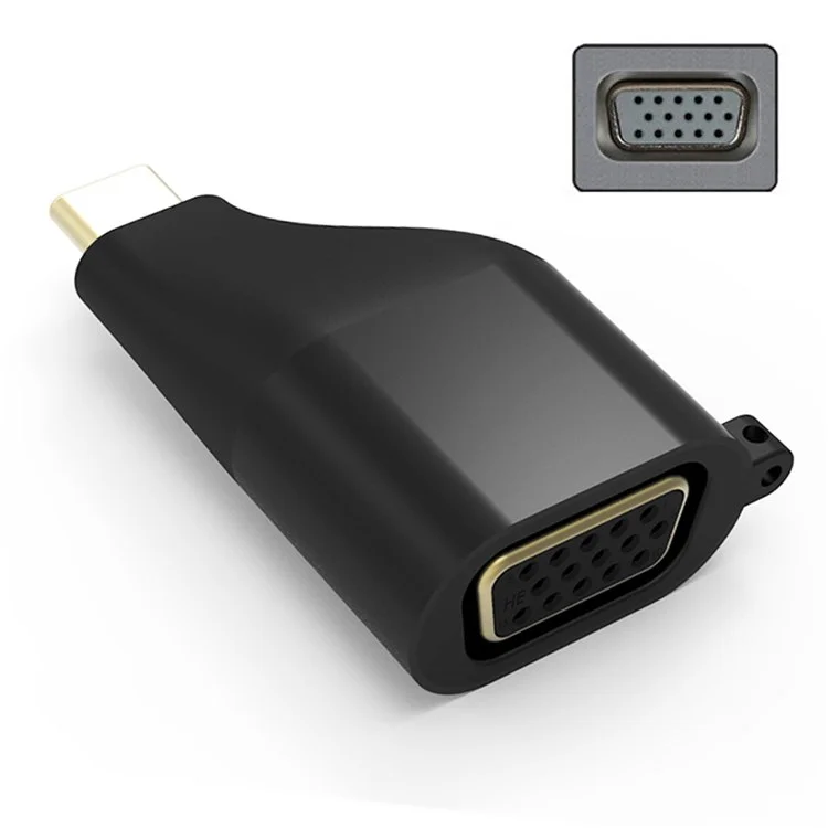 USB-C Type-C a VGA Converter Adapter 1080p Con Cadena Para Tableta & Teléfono & Computadora Portátil