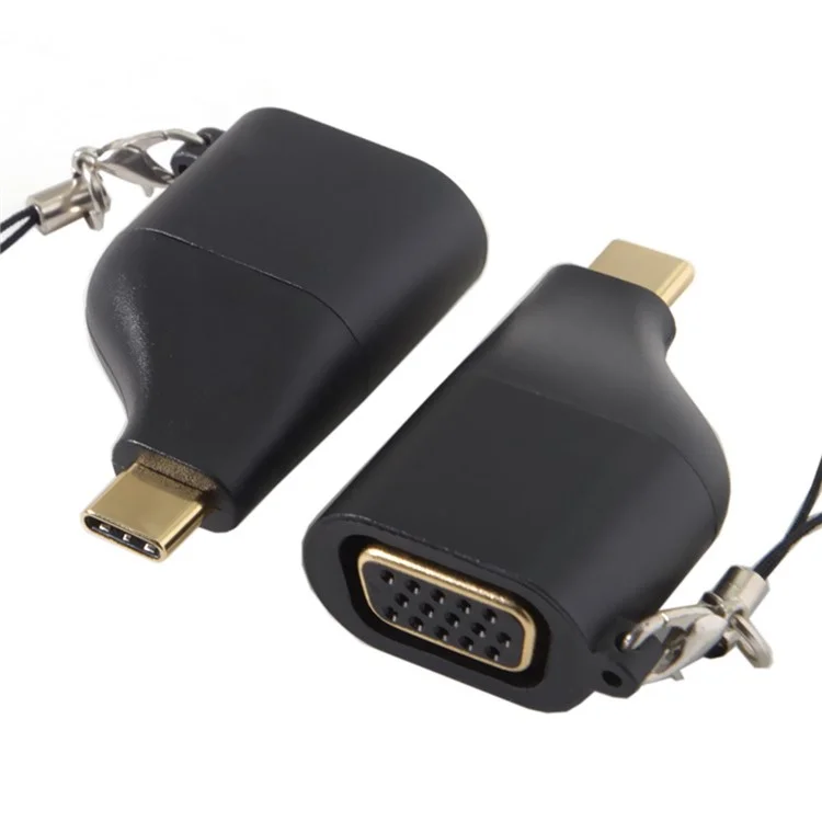 USB-C Type-C a VGA Converter Adapter 1080p Con Cadena Para Tableta & Teléfono & Computadora Portátil