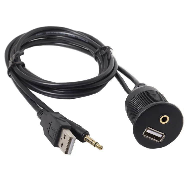Combo USB 2.0 y Cable Alargador Auxiliar de 3,5 mm Macho a Hembra con Carcasa de Montaje Impermeable