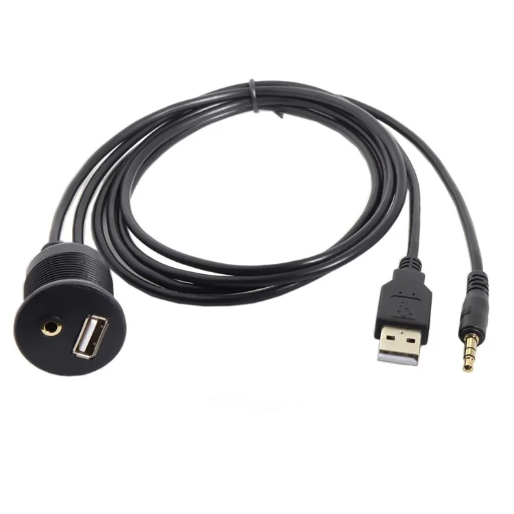 Combo USB 2.0 y Cable Alargador Auxiliar de 3,5 mm Macho a Hembra con Carcasa de Montaje Impermeable