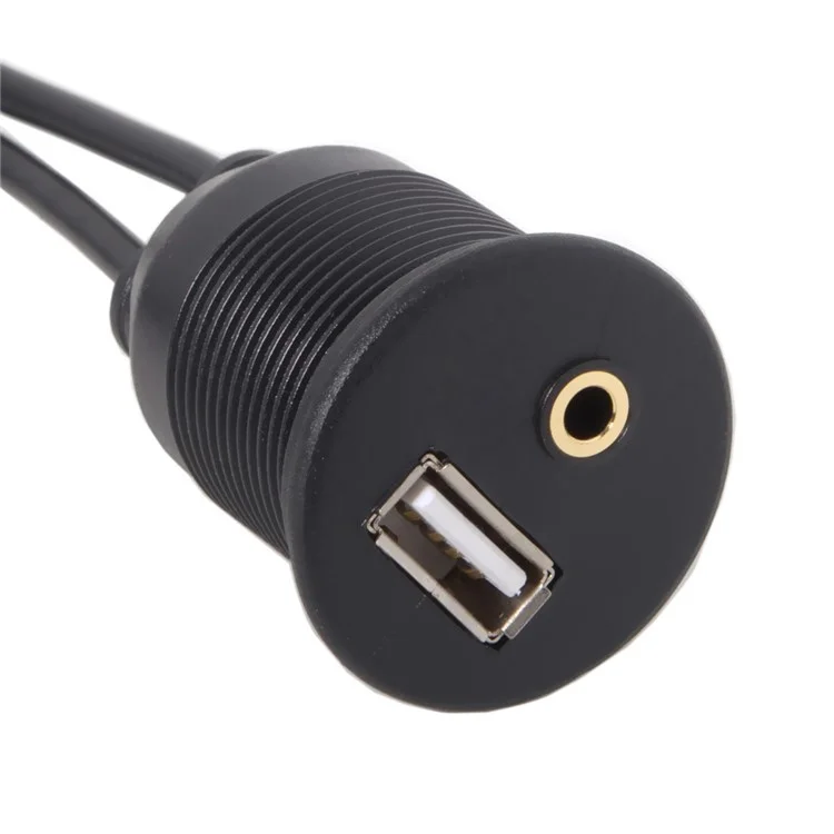 Combo USB 2.0 y Cable Alargador Auxiliar de 3,5 mm Macho a Hembra con Carcasa de Montaje Impermeable