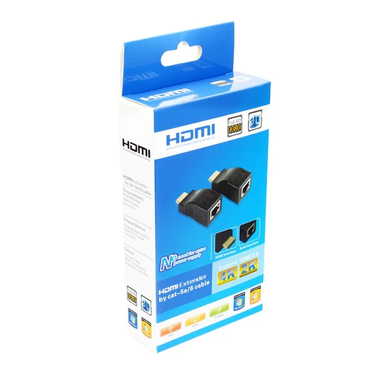 HD-208 RJ45 to HDMI 1.4 Extender Over Single 30m Ethernet LAN RJ45 CAT5E CAT6 for HDTV 1080P with 3D