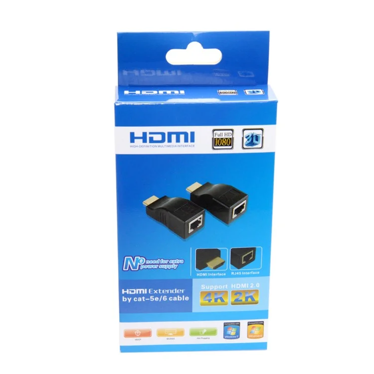 HD-208 RJ45 to HDMI 1.4 Extender Over Single 30m Ethernet LAN RJ45 CAT5E CAT6 for HDTV 1080P with 3D