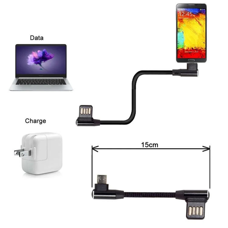 Micro USB 5pin to Left Angled 90 Degree USB 2.0 Data Cable
