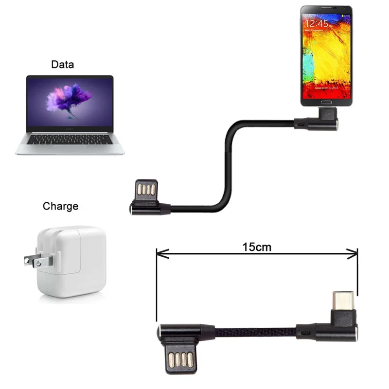 USB-C 3.1 Type-C to Left Angled 90 Degree USB 2.0 Data Cable