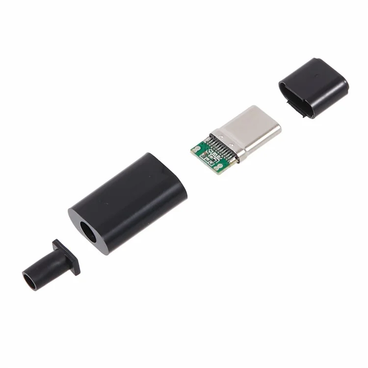 5PCS/Lot DIY 24Pin USB Type-C USB-C Male OTG Host Type 5.1k Resistor with Black Housing Cover