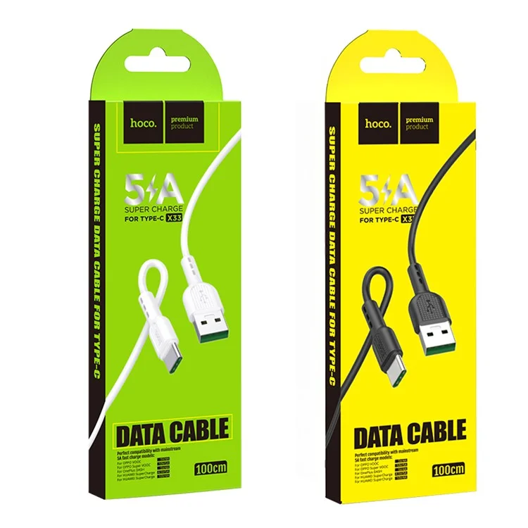 HOCO X33 5A 1M Type-C USB Data Sync Charger Cable for Samsung Huawei Xiaomi - Black