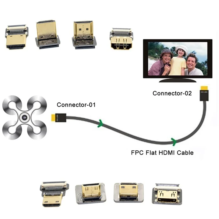 CYFPV Micro HDMI Type D Male Up Angled 90 Degree for FPV HDTV Multicopter Aerial Photography