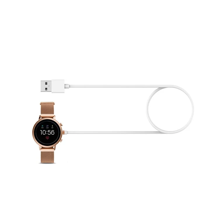 Cable de Carga Magnética USB Adaptador de Cable de Muelle 1m Para Reloj Fossil Gen 4 Gen 5 - Blanco