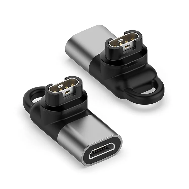 Micro Femelle Convertisseur pour Garmin Forerunner 255 / 255S 90 Degrés Coude Adaptateur de Charge - Gris